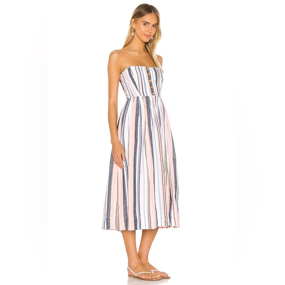 FREE PEOPLE Pink Striped Strapless Maxi Fit + Flare Dress - NWT - Size XS - Picture 4 of 5